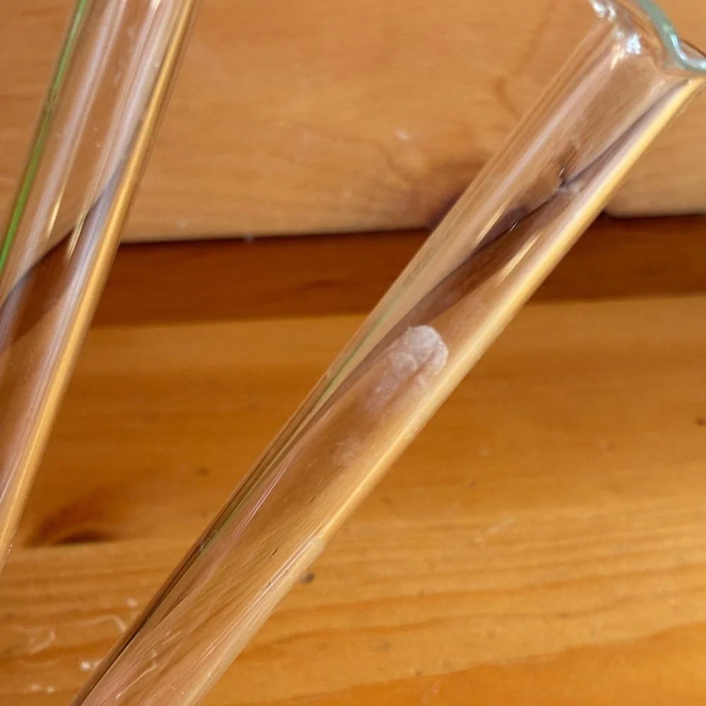 MCM Handblown Double Bud Clear Glass Vase